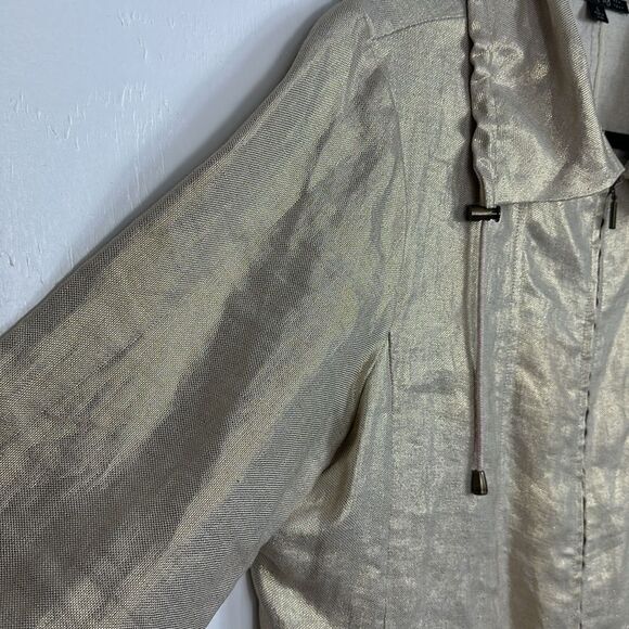 Lafayette 148 New York Linen Full Zip Metallic Beige Gold Jacket Size L - Picture 3 of 11